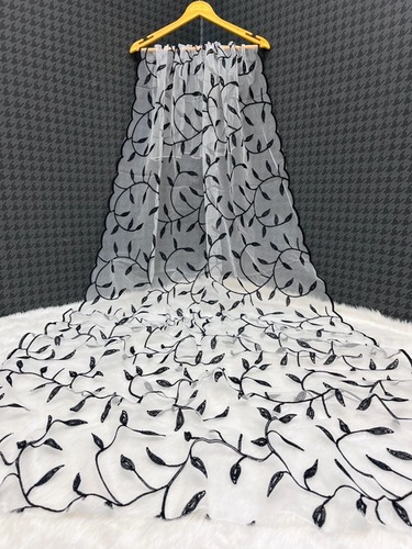 Black Embroidery Dupatta - Net, 2.5m x 1m, Black Color | Elegant Style, Versatile Drape, Perfect for