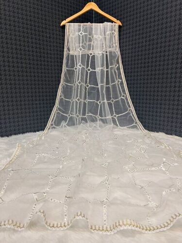 Fancy Sequence Dupatta - Net, 2.25 m, White | Elegant Style, Ethnic/Western Wear, Versatile Drape, P