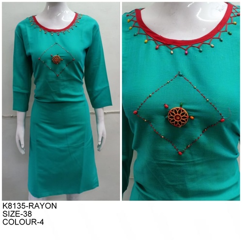 Embroidered Ladies Rayon Embroidery Kurties