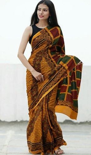 Multicolor Jaipuri Cotton Ekkat Hand Block Printed Saree