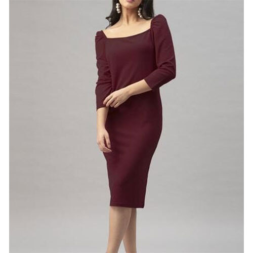 Midi Dress - Customized Size, Short Sleeve Design | Washable Plain Pattern with Indian Ethnic Influe