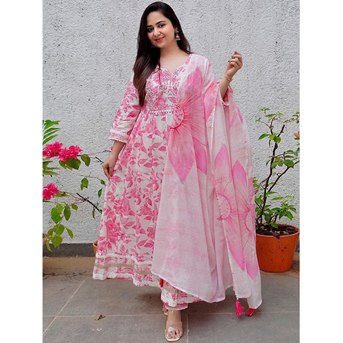 Floral Printed Anarkali Kurta Set - High-Quality Cotton, Customized Size, Available in Various Color