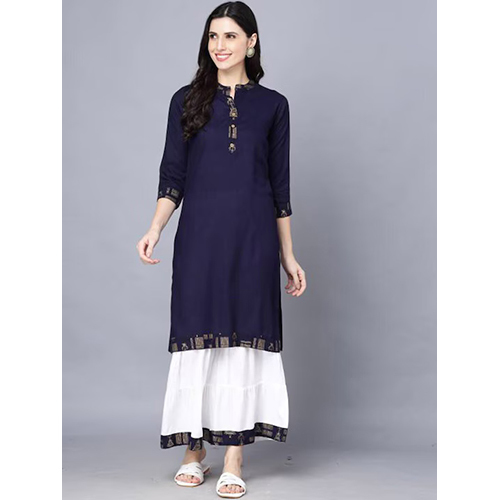 Different Available Ladies Mandarin Collar Regular Kurta With Sharara