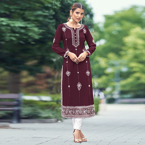 Washable Ladies Pure Rayon Viscos With Lakhnawi Stich Kurti