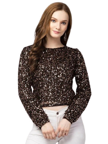 Girls Modern Fancy Top - Polyester, Size M, Brown | Breathable, Quick Dry, Anti-Wrinkle, Cool Pass, 