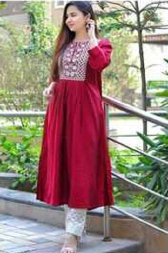 Ladies Full Sleeves Cotton Kurti - Size M, L, XL | Casual and Party Wear, Breathable and Washable
