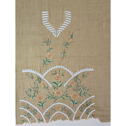 Ladies Cream Color Unstitched Suit Fabric - Soft Cotton Material, Printed Texture, Ideal for Everyda