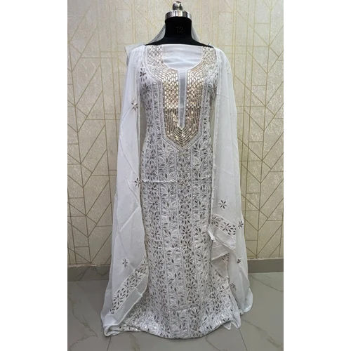 White Women Chikankari Gottapatti Suit