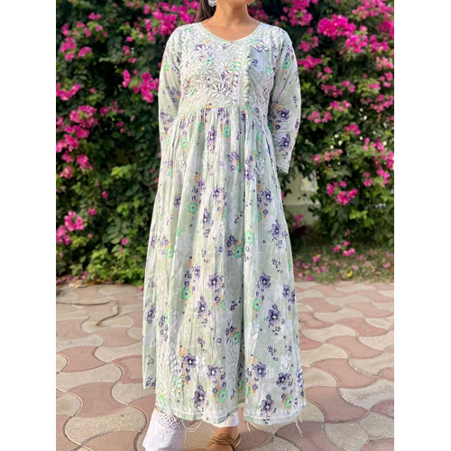 Different Available Ladies Mulmul Long Gown Suit