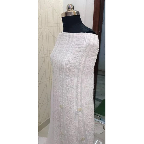 Indian White Embroidered  Chikankari Suit