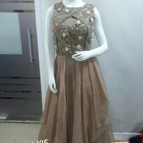 Fancy Ladies Party Wear Gown - Material: Cotton