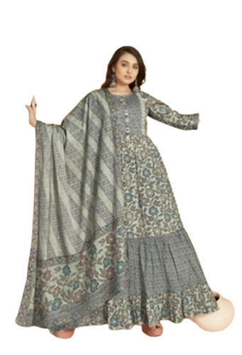 Printed Pattern Round Neck 3/4th Sleeves Ladies Designer Kurti