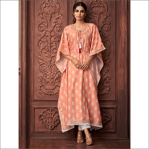 Orange Kaftaan Art Silk Kurti