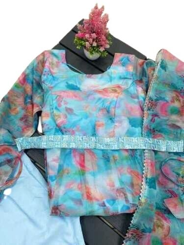 Rich Digital Print Flair Fulll Stich Party Wear Ladies Gown Saree