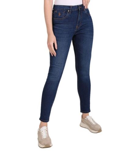 Ladies Jeans - Stretchable Denim Fabric, High Waist Design, Dark Blue Color | Trendy Wash Finish, Sk