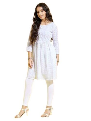 Ladies Cotton Blend Kurti - Premium Quality, Adjustable Straps, Stylish Print, Short Sleeves, Elasti
