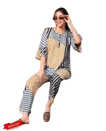 Rayon Cotton Night Suit - Pattern: Printed