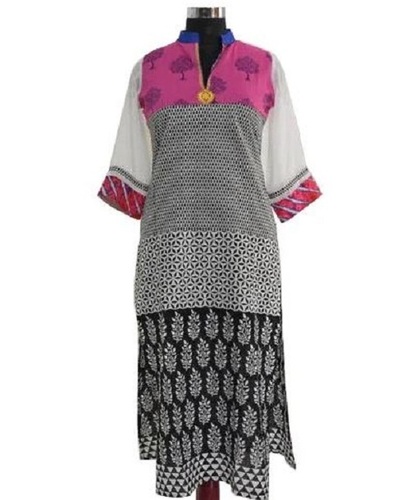 3 By 4 Sleeve Printed Casual Wear Ladies Cotton Kurtas Bust Size: 32 Inch (In)