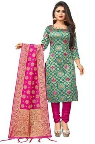 Full Sleeve Round Neck Printed Pure Ladies Silk Suit - Multicolor Spun Silk, Naturally Breathable Fo