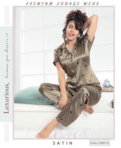 Assorted Ladies Designer Regular Wear Premium Soft Satin Night Suit