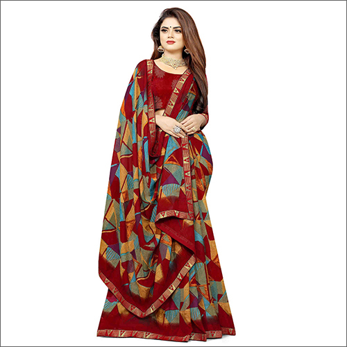 Full Lace Reniyal Saree - Multicolor Printed Fabric | Perfect for Casual Wear in Rainy, Spring, Summ