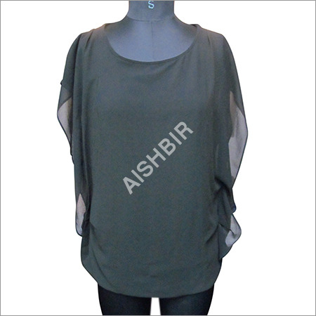 Ladies Georgette Tops - Georgette Material, Sizes S-XL, Olive Green Color | Comfortable Fit, Elegant