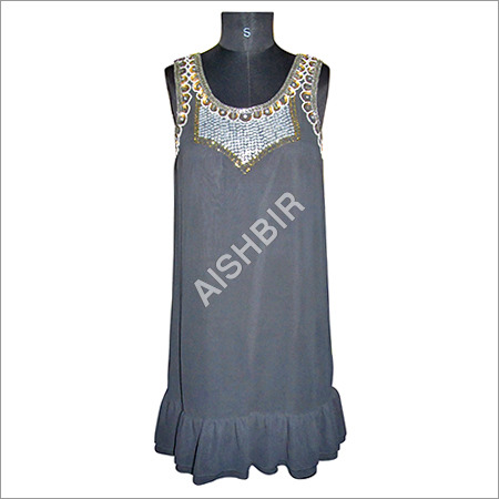 Embroidered Evening Dresses - Chiffon, S-XL, Knee-Length, Black | Comfortable Fit, Elegant Design, F