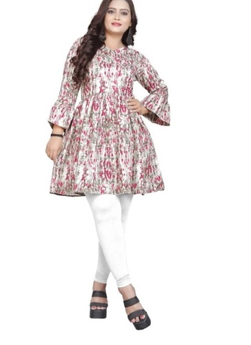 Ladies Crep Tunic Top - Fabric: Crepe, Sizes: M, L, XL, XXL, Color: Multi Color, Sleeve Type: Full S