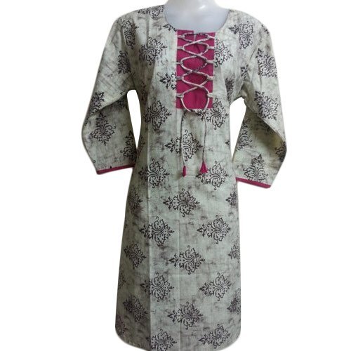 Printed Cotton Kurti - Color: Blue