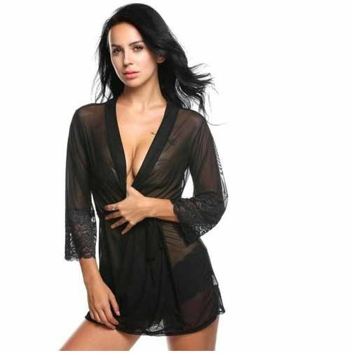 Ladies Nightwear - Polyester, Size M/S, Black | Hypoallergenic, Breathable, Lightweight, Skin-Friend