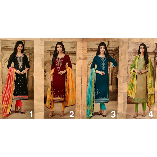 Ladies Designer Suit - Cotton, Sizes M-L-S-XL, Any Color | Features Heavy Embroidery on Neck, Medium