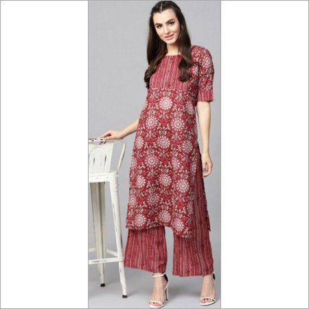 Ladies Pure Cotton Printed Kurti With Plazzo