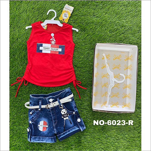 Kids Hot Pant and Top - Cotton Blend, Customized Sizes Available , Trendy Printed Design for Summer 