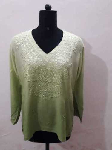 Ladies Hand Embroidery Top - Skin Friendly Fabric, High Shrink Resistivity | Attractive Design, Long